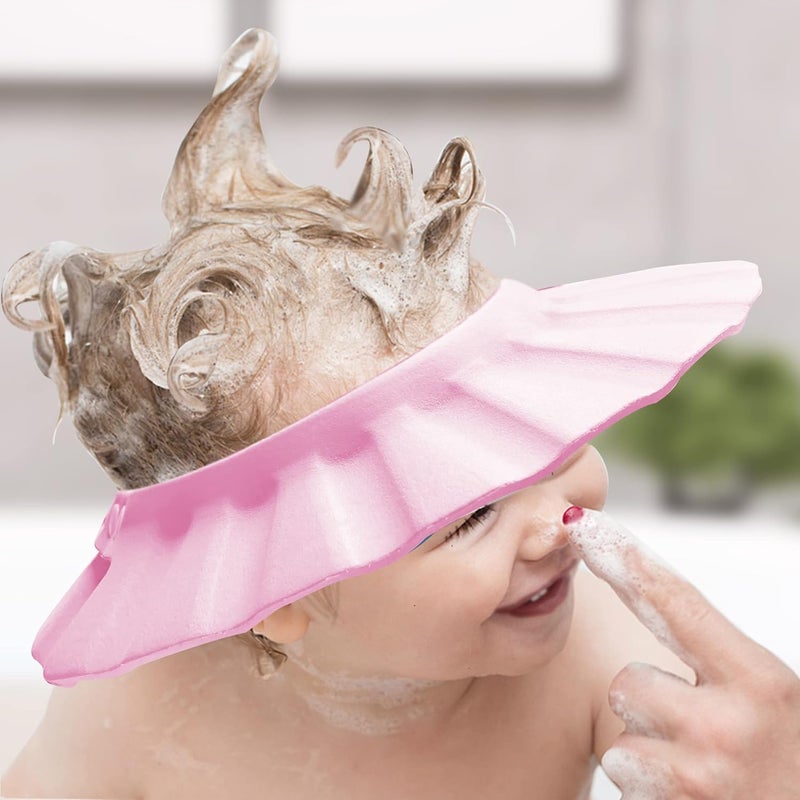 KOMIDK Baby Shower Cap Soft Adjustable Baby Bath Head Cap Visor for Washing Hair Shower Bathing Protection Bath Cap for Toddler, Baby, Kids, Children (Pink) - Image 4